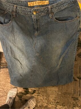 Denim Maxi Skirt in Blue